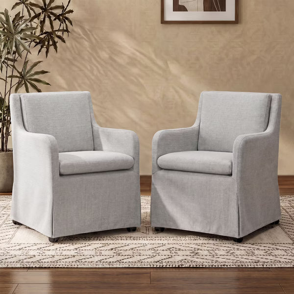 Set of 6 Upholstered Dining Chairs with Casters, Removable Seat Cushion