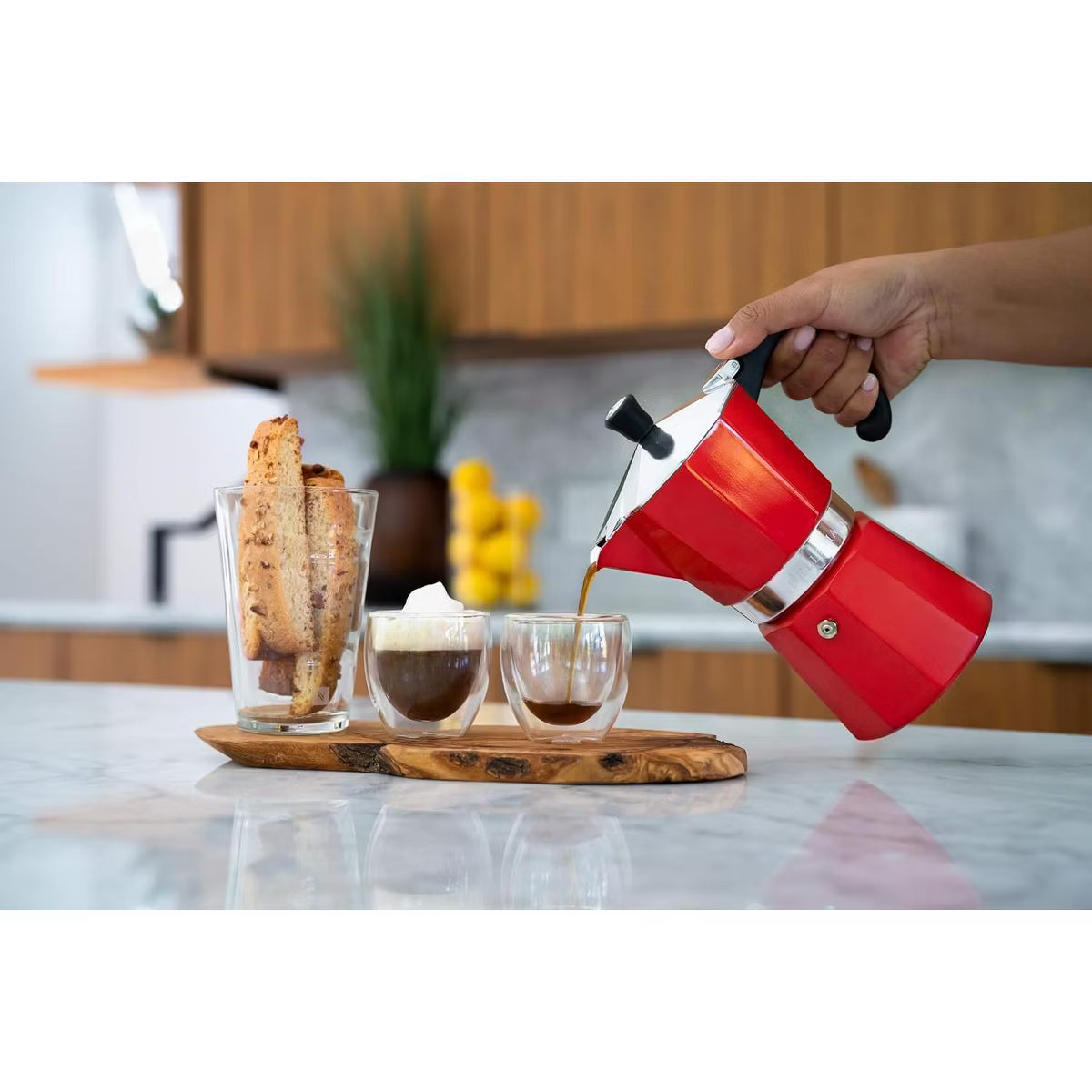 Espresso Maker – Culinvaro 3-Cup Stovetop Espresso Maker – Classic Red Moka Pot for Rich & Authentic Coffee