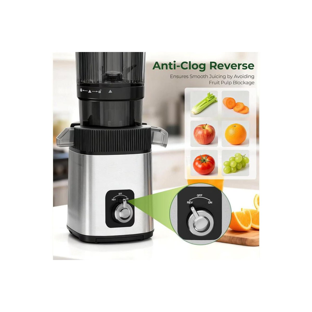 Juicer – Slow Masticating Juicer, 4.4 – Black