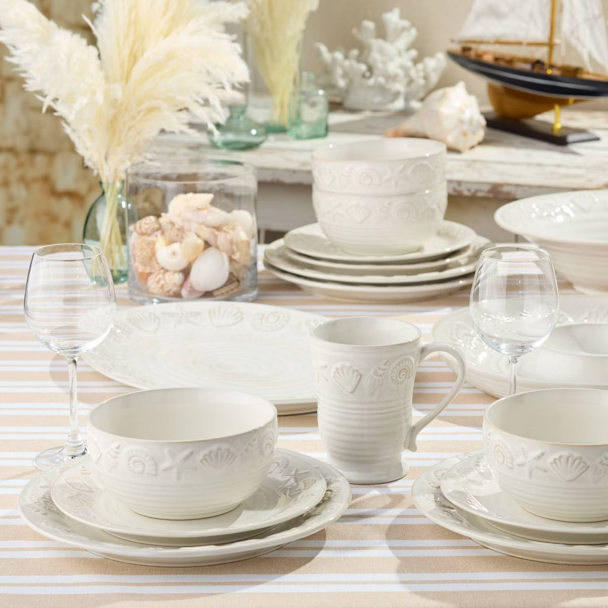 Dinner Plate – Culinvaro Coastline Cream Set of 4 Dinner Plates