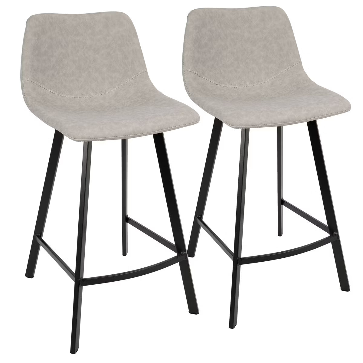 Set of 2 26" Outlaw Industrial Counter Height Barstool Gray
