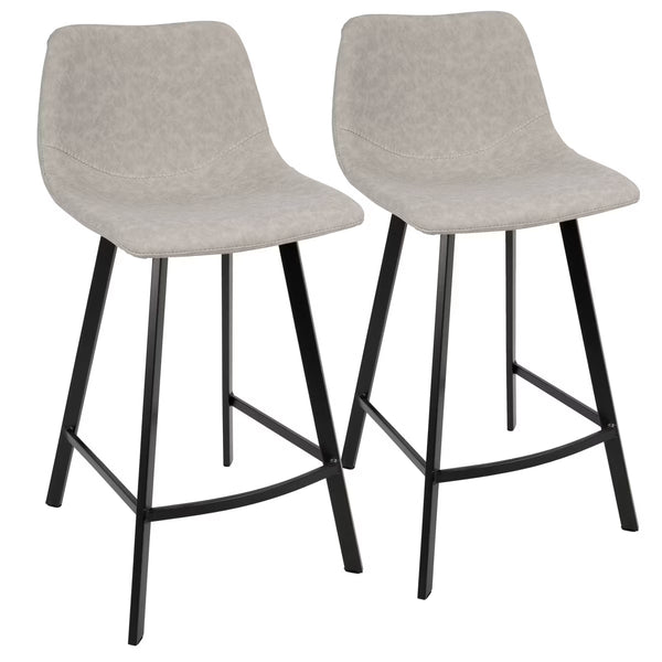 Set of 2 26" Outlaw Industrial Counter Height Barstool Gray