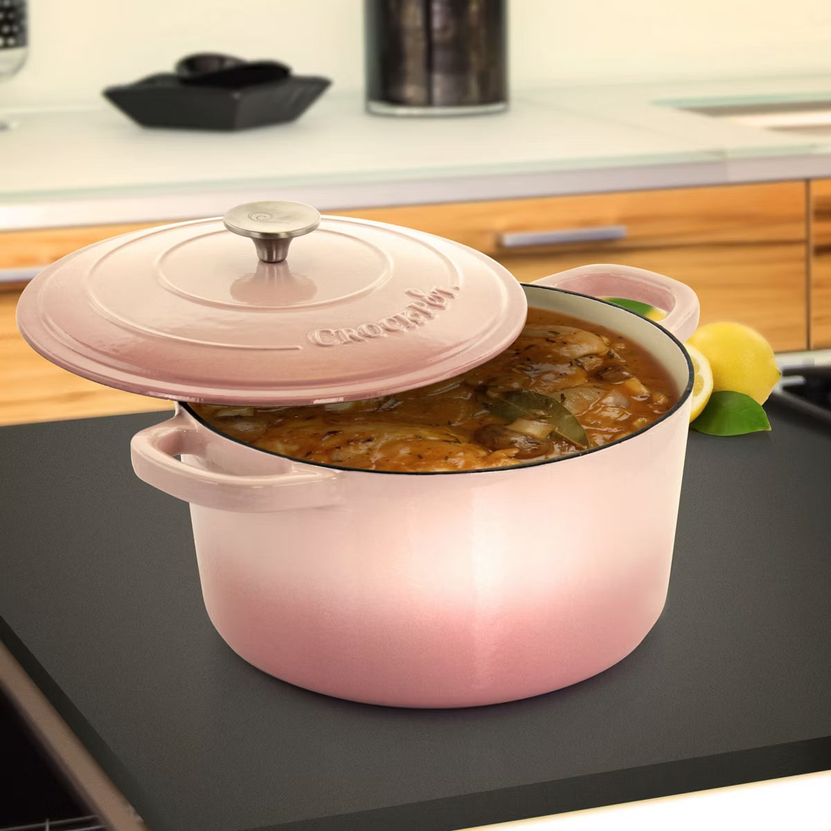 Dutch Oven – 7 Quart Enameled Cast Iron Oval Dutch Oven in Sunset – Orange