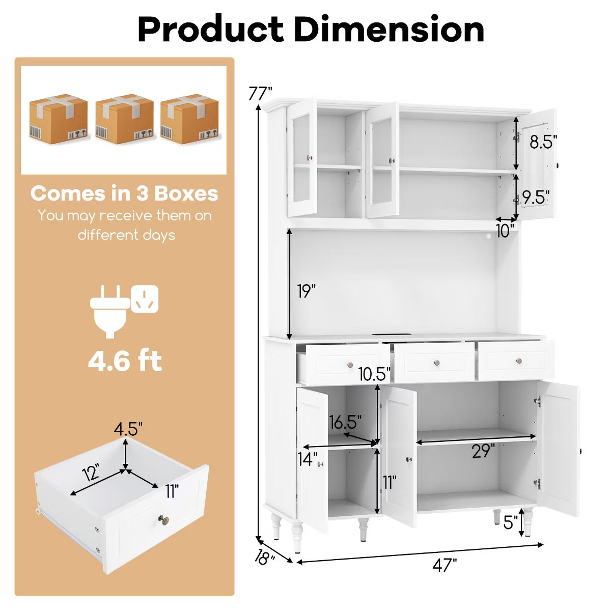 Pantry Cabinet – Culinvaro Pantry Cabinet 77” Tall Kitchen Storage Cabinet with LED Lights & Charging Station