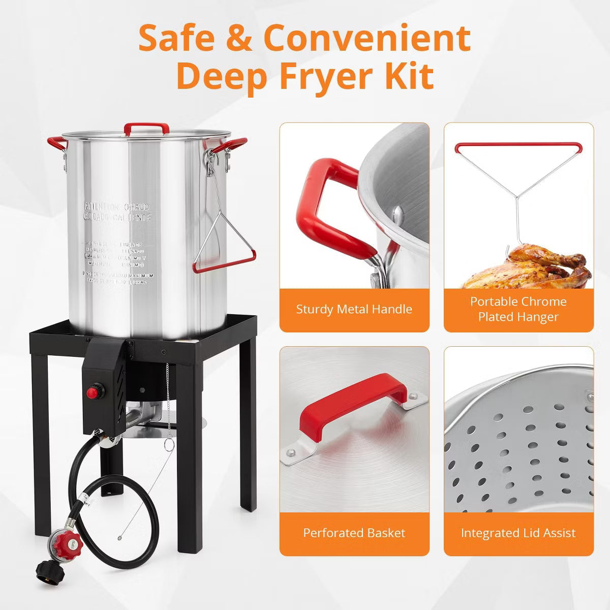 Deep Fryer – 30QT Turkey Fryer, 10QT Fish Fryer Combo Kit – White