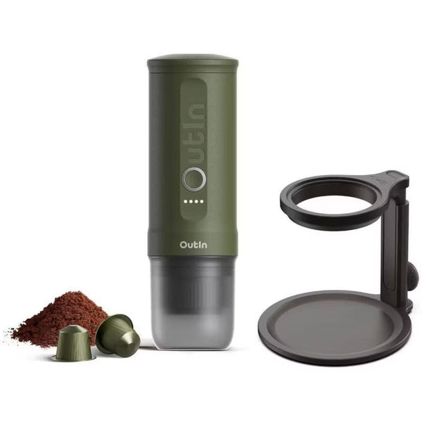 Nano Portable Electric Espresso Machine with Universal Coffee Stand – Forest Green
