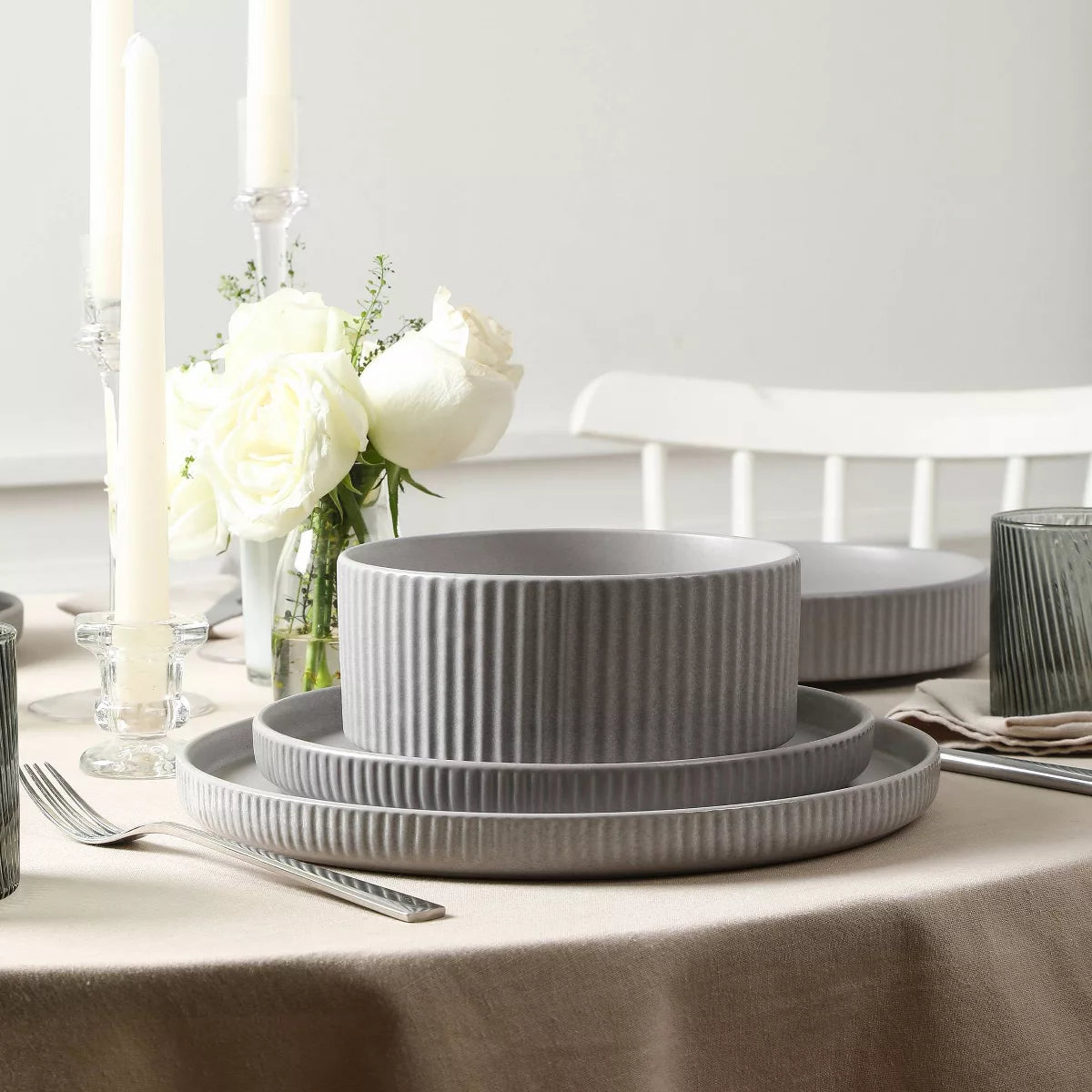 Dinner Plate – Culinvaro Set of 4 Haven Stoneware Dinner Plates Gray