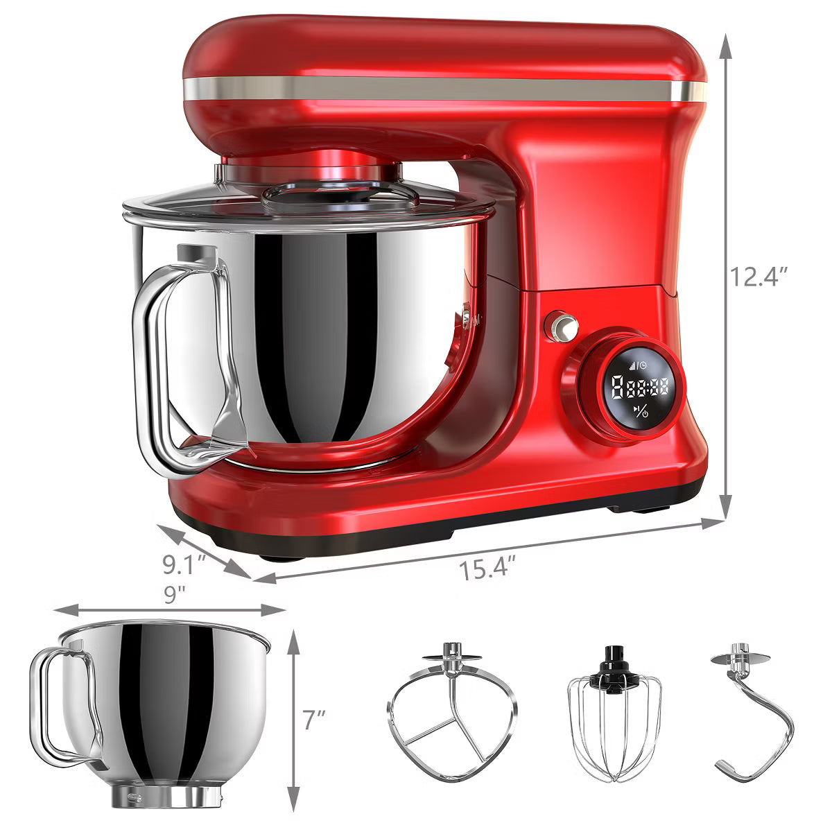 Stand Mixer – Electric Stand Mixer 5.3 Quart 6-Speed Tilt Head Kitchen Mixer – Red