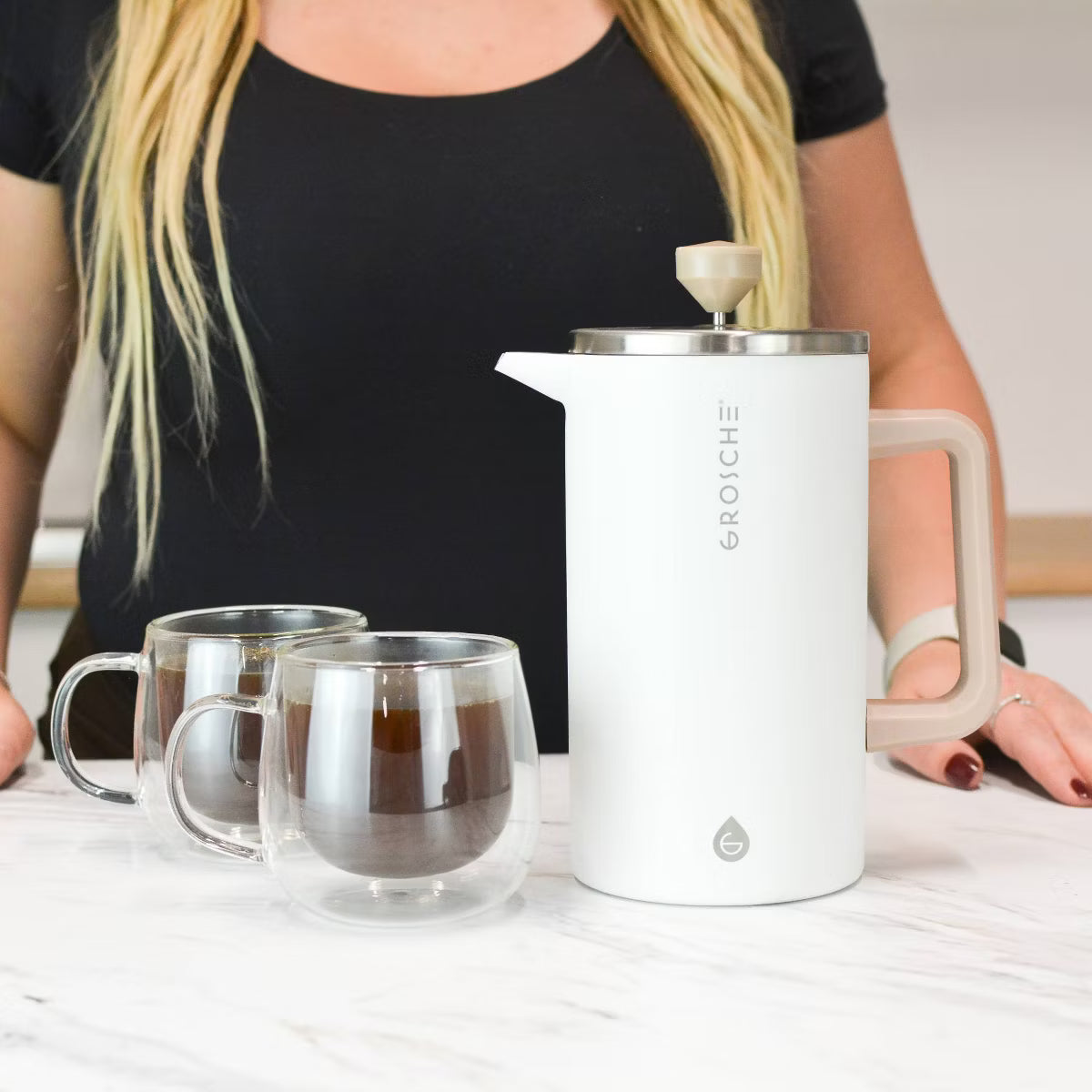 French Press – Culinvaro Stainless Steel Double Wall Insulated French Press, 34 fl oz. Capacity