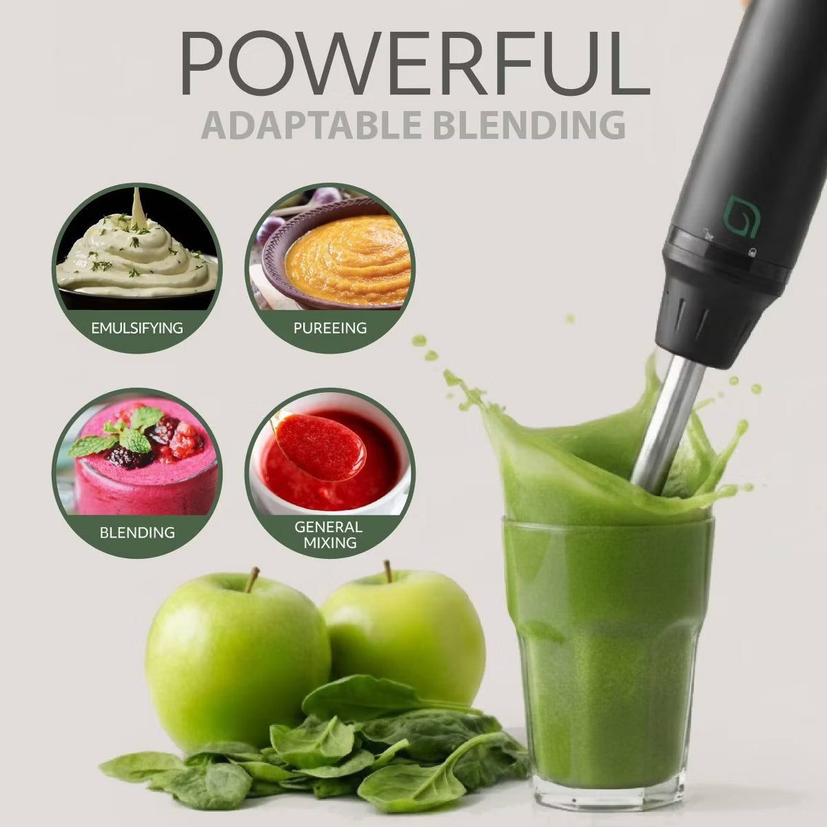 Blender Handheld with Shaft 500W Hand Blender for Kitchen – Black