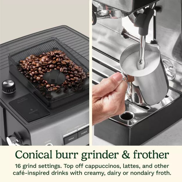 Espresso Machine – Espresso Bar Collection Grind & Brew Espresso Machine – Gray