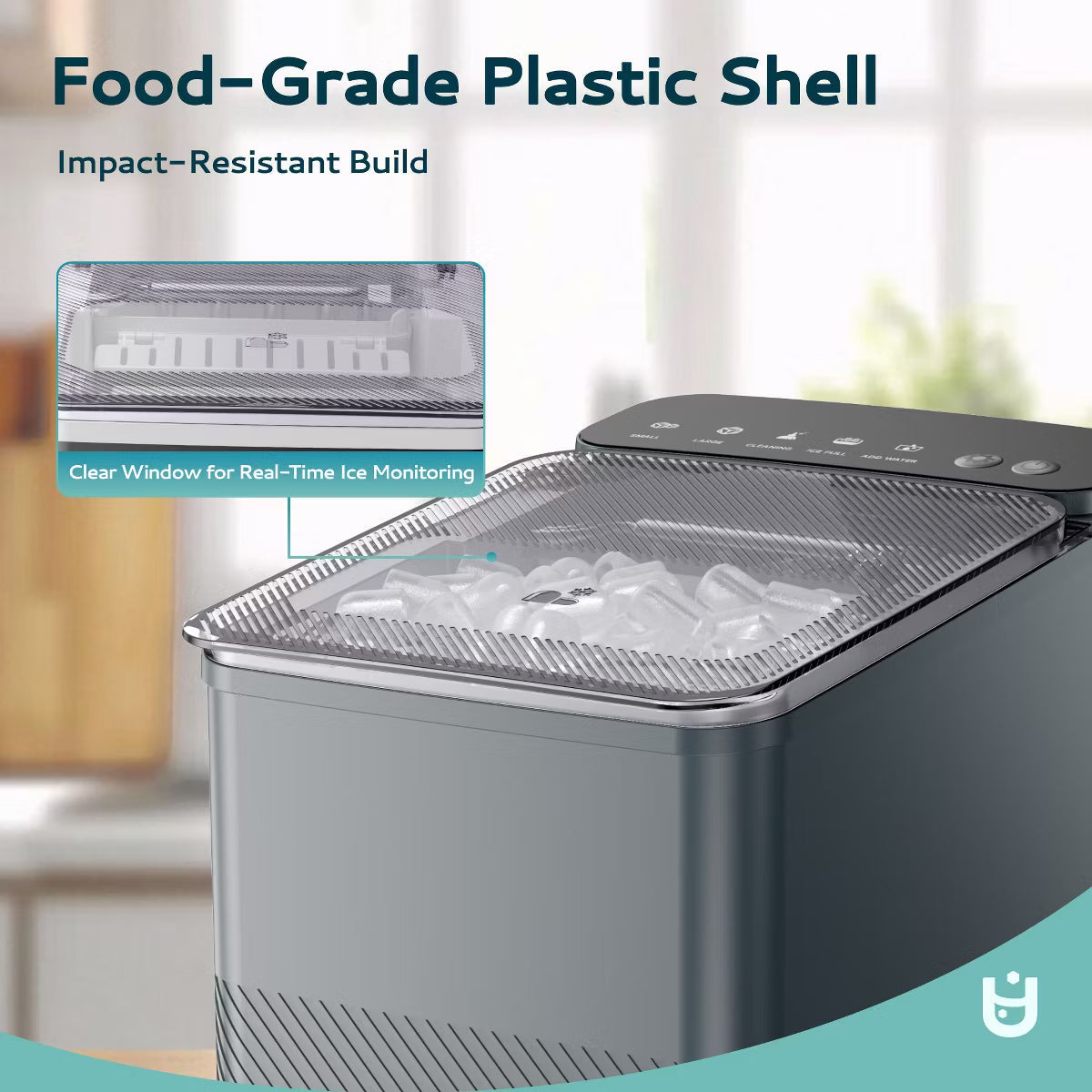 Ice Maker – Portable Bullet Ice Machine with Self Cleaning – Gray