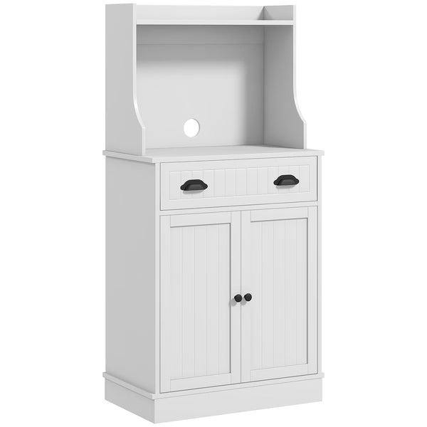 Microwave Cabinet – Culinvaro Microwave Cabinet with Drawer, Double Door Cabinet and Adjustable Shelf