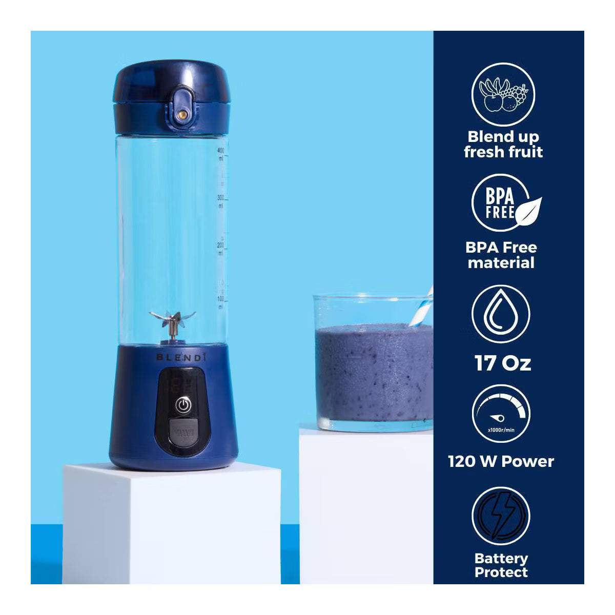 Personal Blender – Personal Blender, 17oz Capacity, 70W – Purple