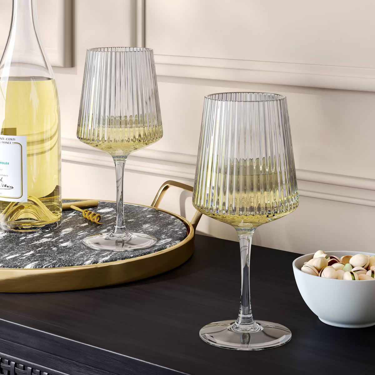 Wine Glass – Culinvaro 16.9oz Ribbed Stemmed Cassin Wine Glass