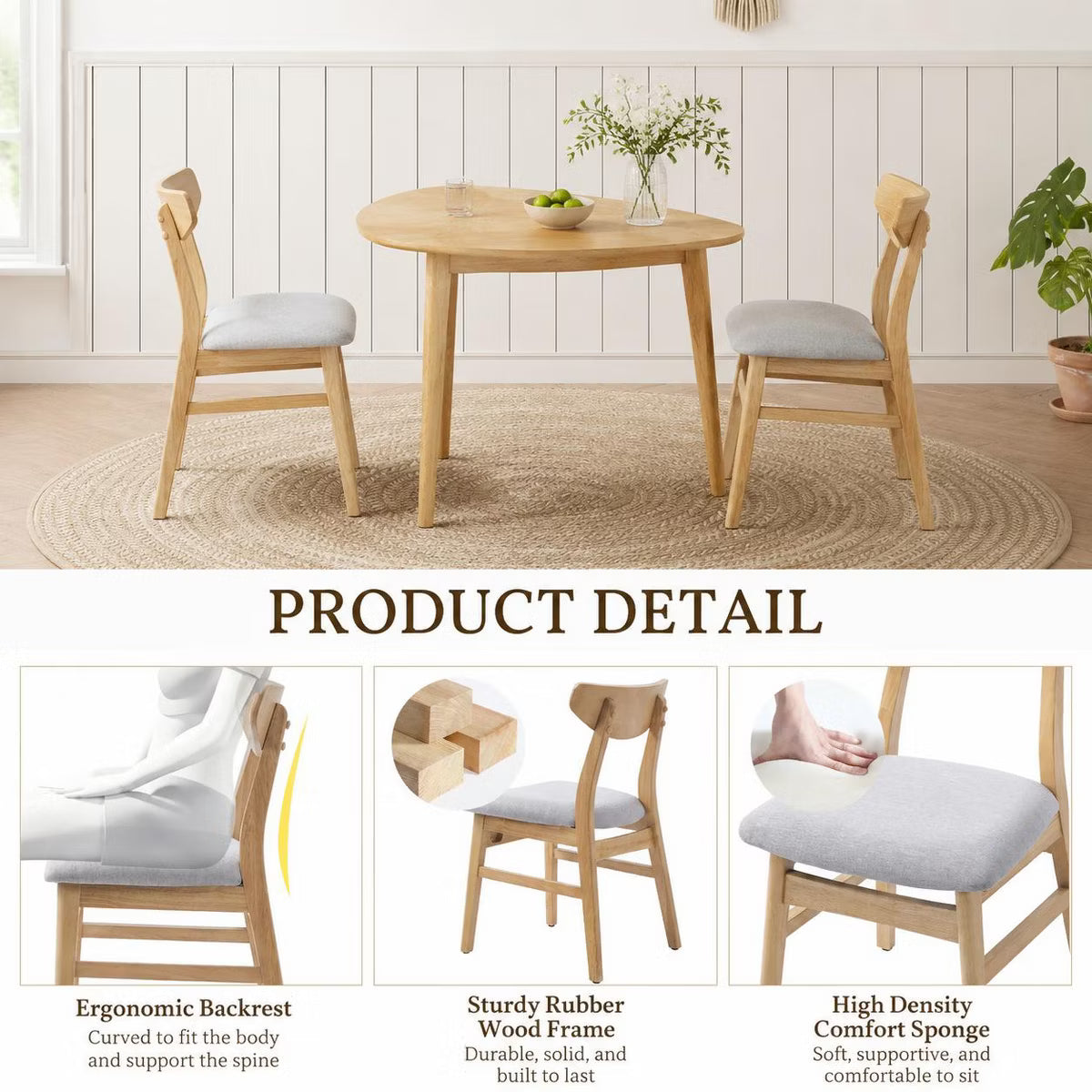 Dining Set – Culinvaro 3-Piece Modern Table and Chair Set
