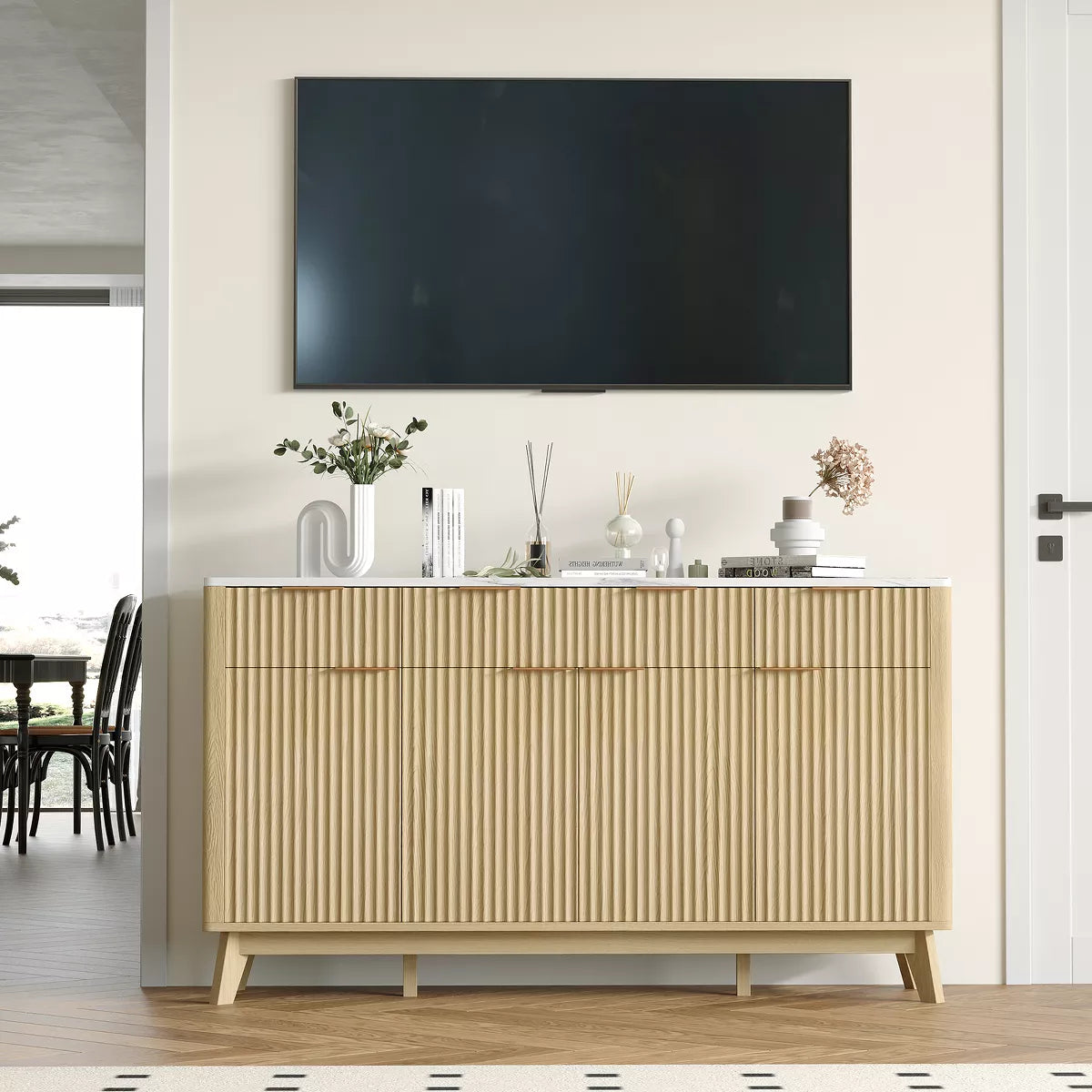 Buffet Cabinet – Culinvaro 60" Large Sideboard Buffet Cabinet with Storage