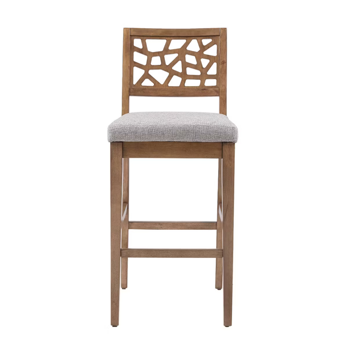 Crackle Counter Height Barstool Light Gray: Upholstered Oak Veneer