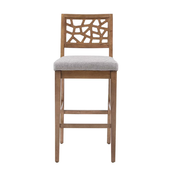 Crackle Counter Height Barstool Light Gray: Upholstered Oak Veneer