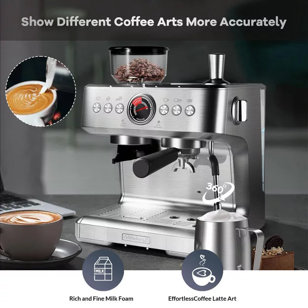 Espresso Machine – 20 Bar Professional Coffee Machine with 2.8L Removable Water Tank – Sliver