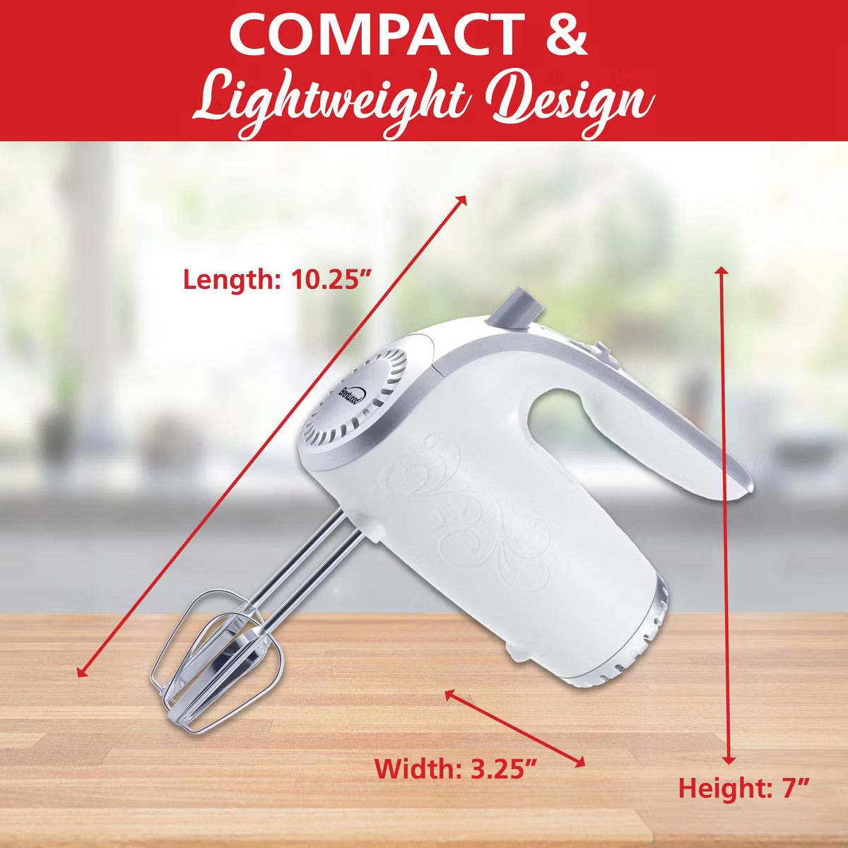 Hand Mixer – Lightweight 5-Speed Electric Hand Mixer – White