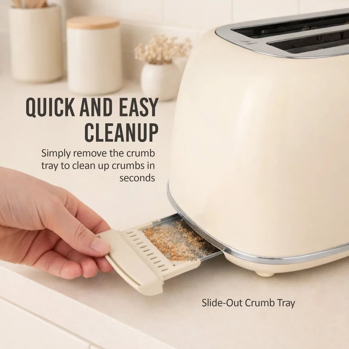 Toaster – Classic Retro 2-Slice Toaster – Cream