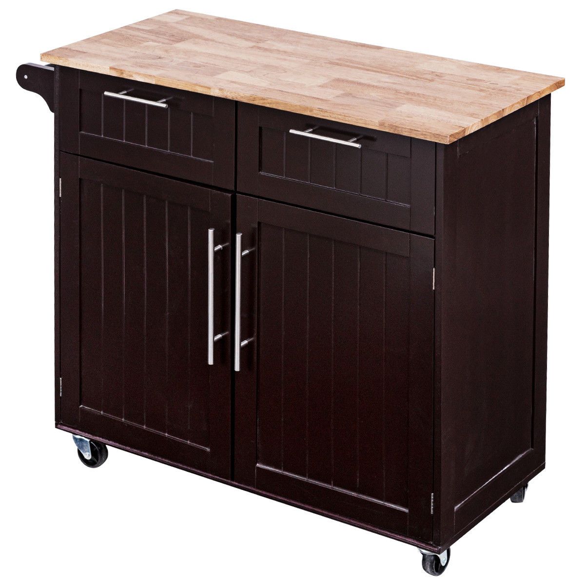 Kitchen Cart – Culinvaro Rolling Kitchen Cart Island Heavy Duty Storage Brown Trolley Cabinet Utility Modern