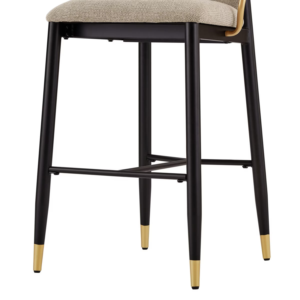 Modern Metal Upholstered Barstools with Tapered Leg Set of 2 Black/Beige
