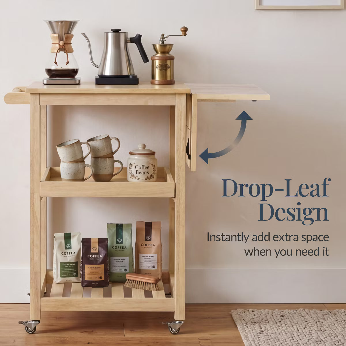 Kitchen Island – Culinvaro Rolling Kitchen Island Cart w/ Drop Leaf Extension