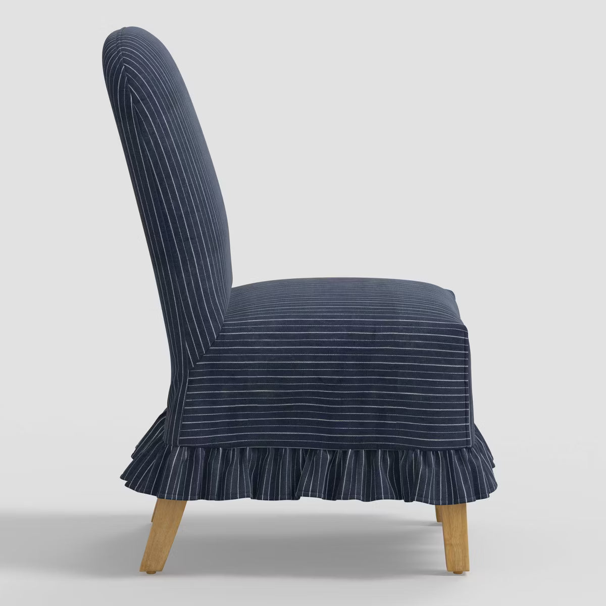Ivy Ruffled Slipcover Dining Chair in Pinstripe Linen