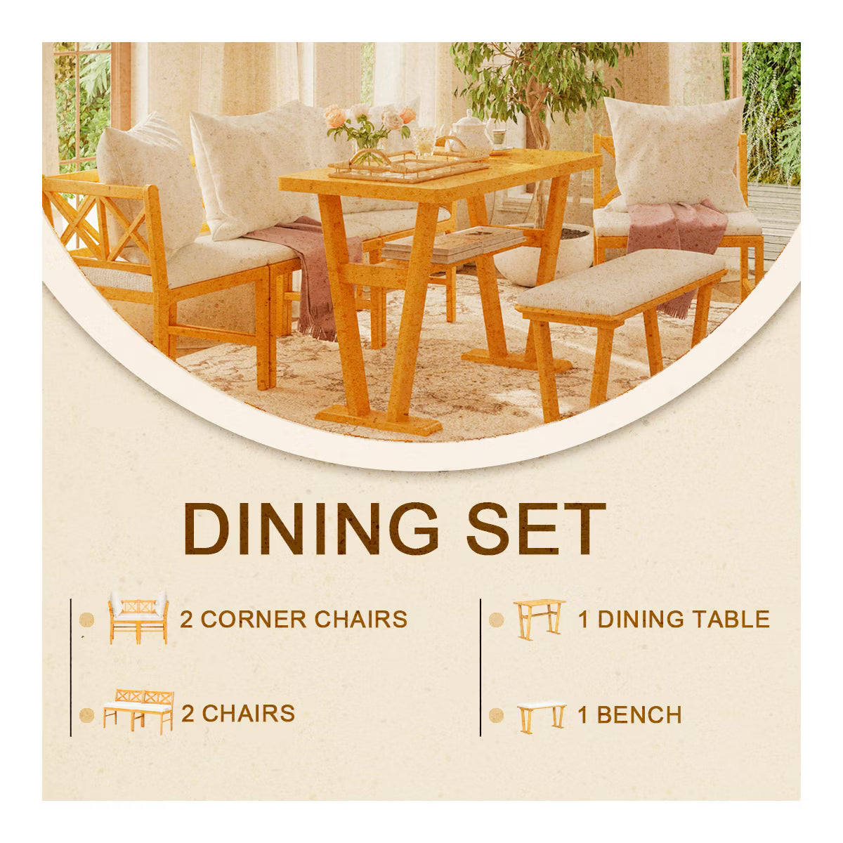 Dining Set – Culinvaro 6 Piece Dining Table Set for 6, Farmhouse Dining Set