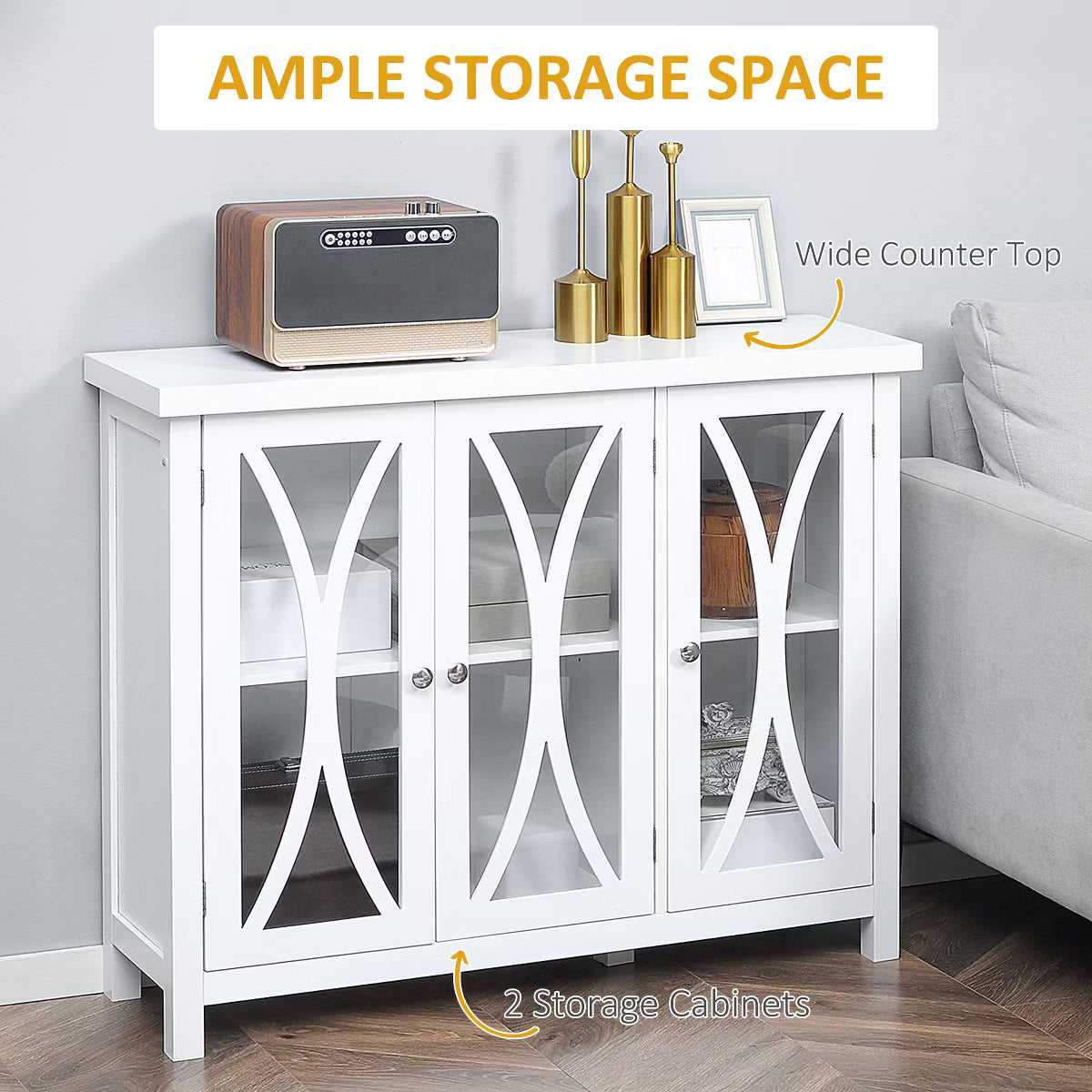 Buffet Cabinet – Culinvaro Buffet Cabinet with 3 Tempered Glass Doors