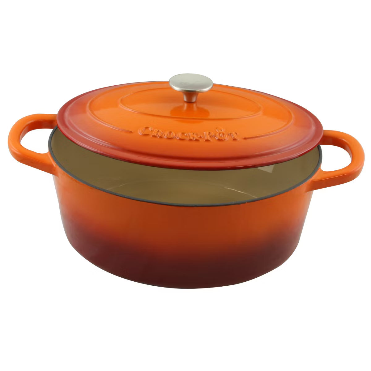 Dutch Oven – 7 Quart Enameled Cast Iron Oval Dutch Oven in Sunset – Orange