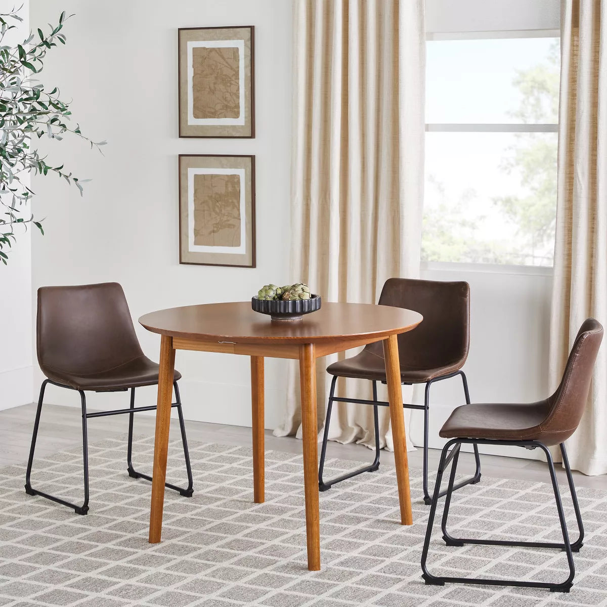 Dining Table – Culinvaro '-Century Modern 40-60” Solid Wood Oval Extension Dining Table Caramel 40" - 60"