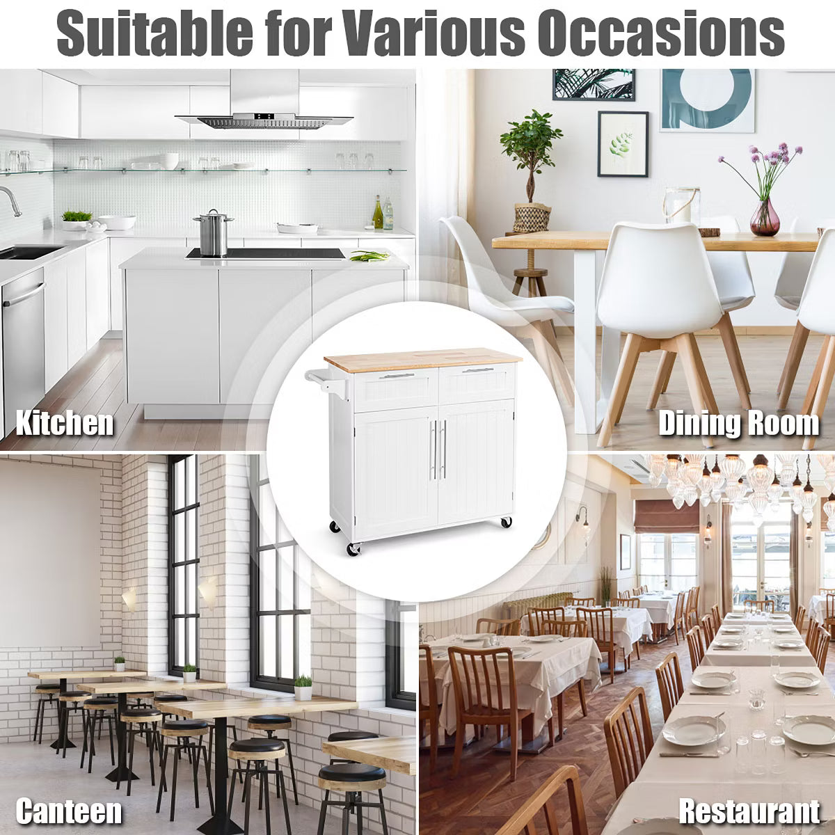 Kitchen Cart – Culinvaro Rolling Kitchen Cart Island Heavy Duty Storage Brown Trolley Cabinet Utility Modern