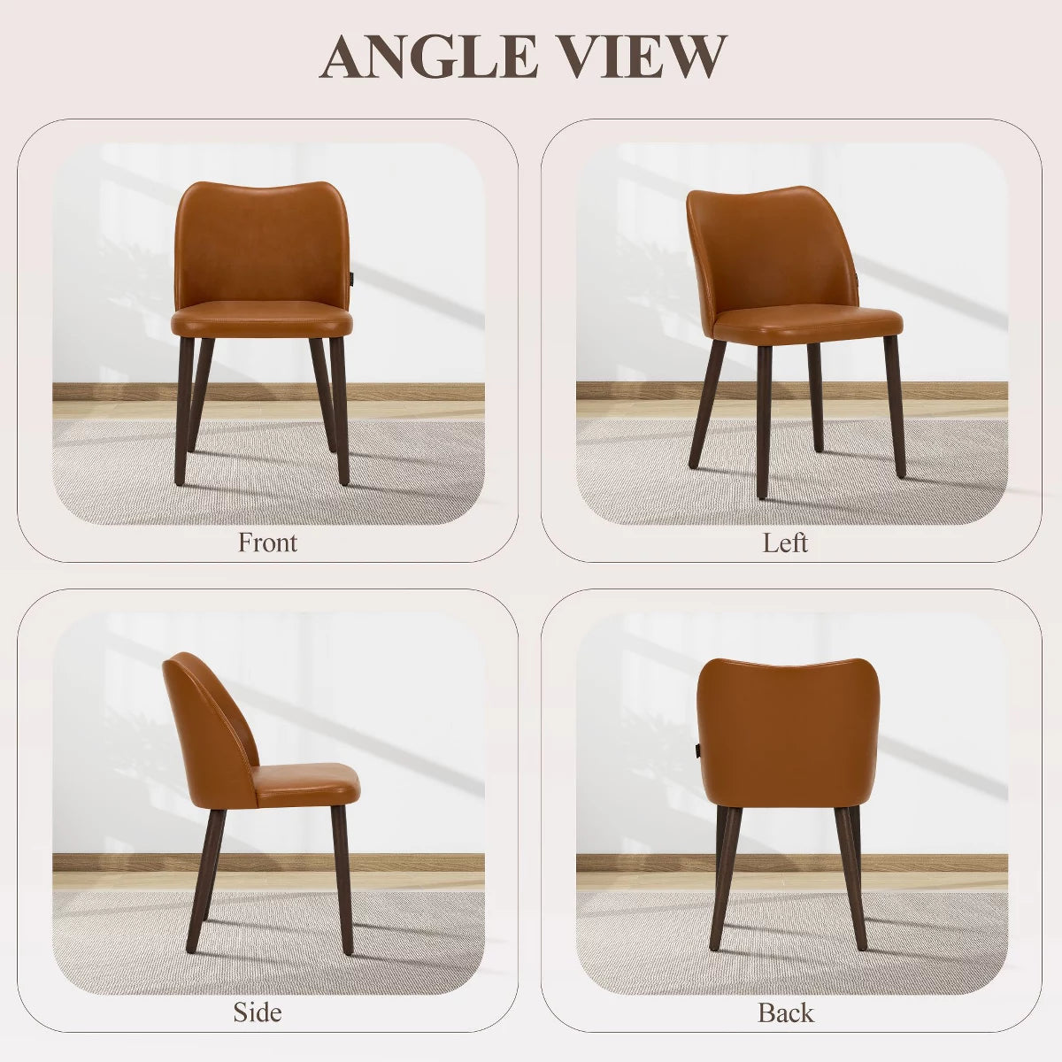 Set of 6 Wood Ergonomic Curved Dining Chairs – Modern Upholstered Chair for Kitchen