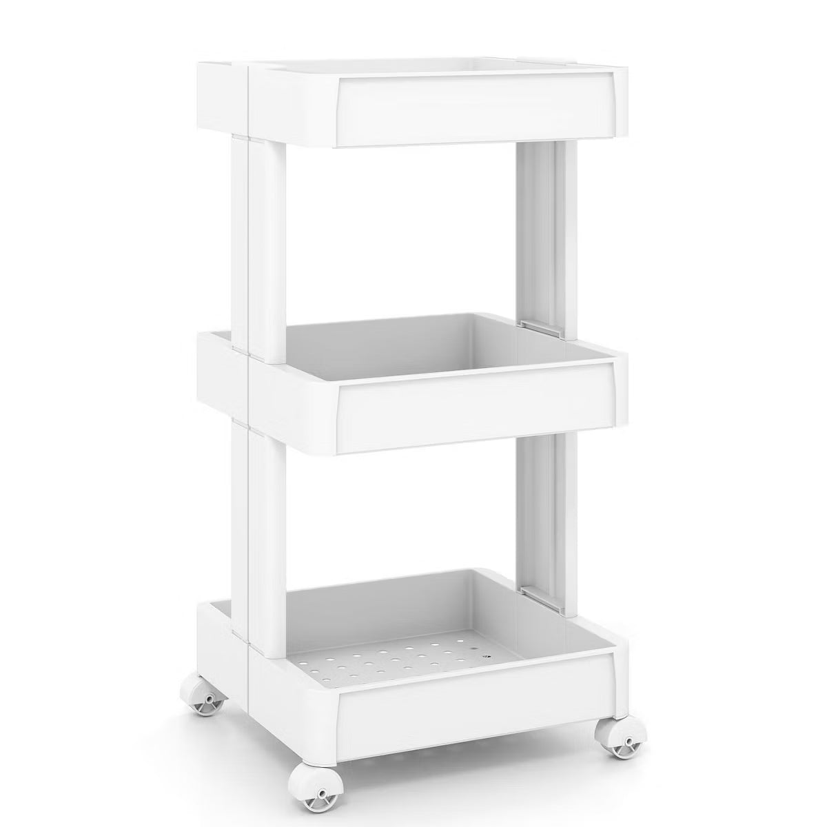 Utility Cart – Culinvaro 4-Tier Rolling Utility Cart with Detachable Trays and Smooth Wheels for Kitchen 15.5” × 9” × 40.5”(L × W × H)