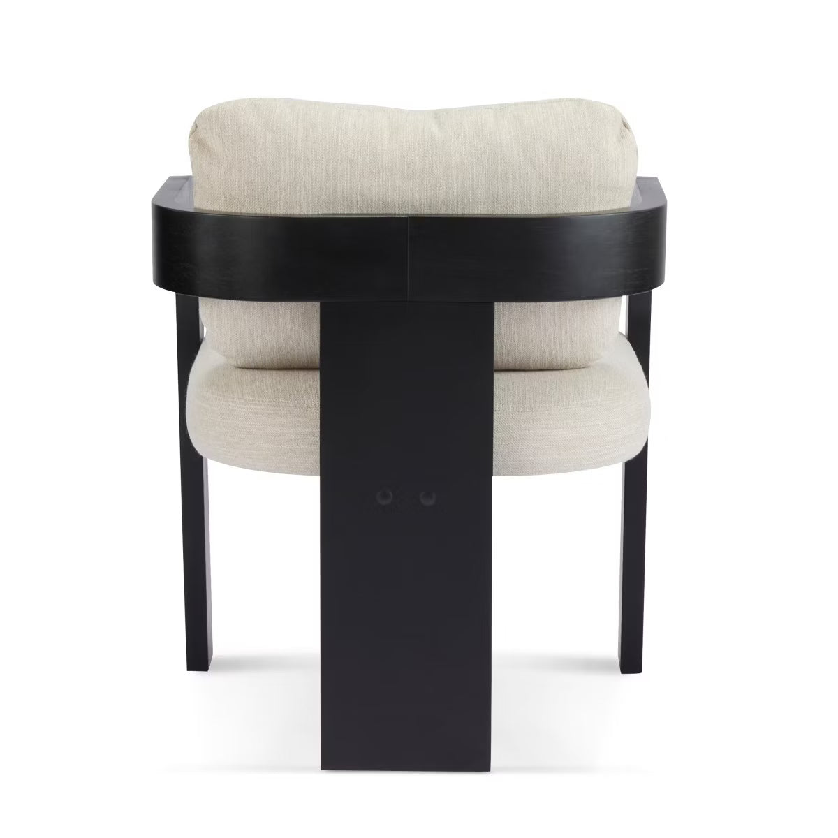 Set of 2 Modern Beige Dining Chairs with Black Wood Frame,