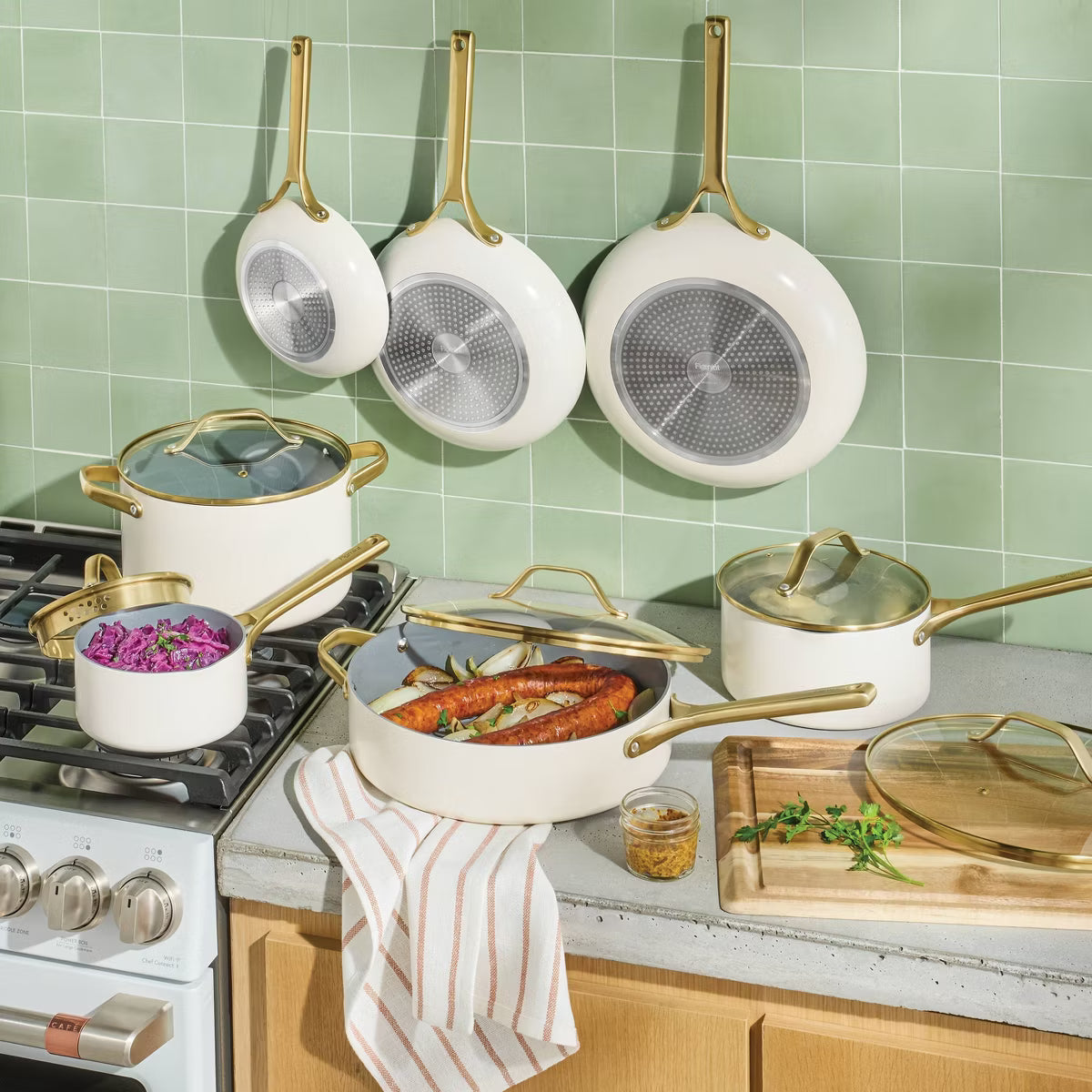 Cookware Set – 12pc Nonstick Ceramic Coated Aluminum Cookware Set – White