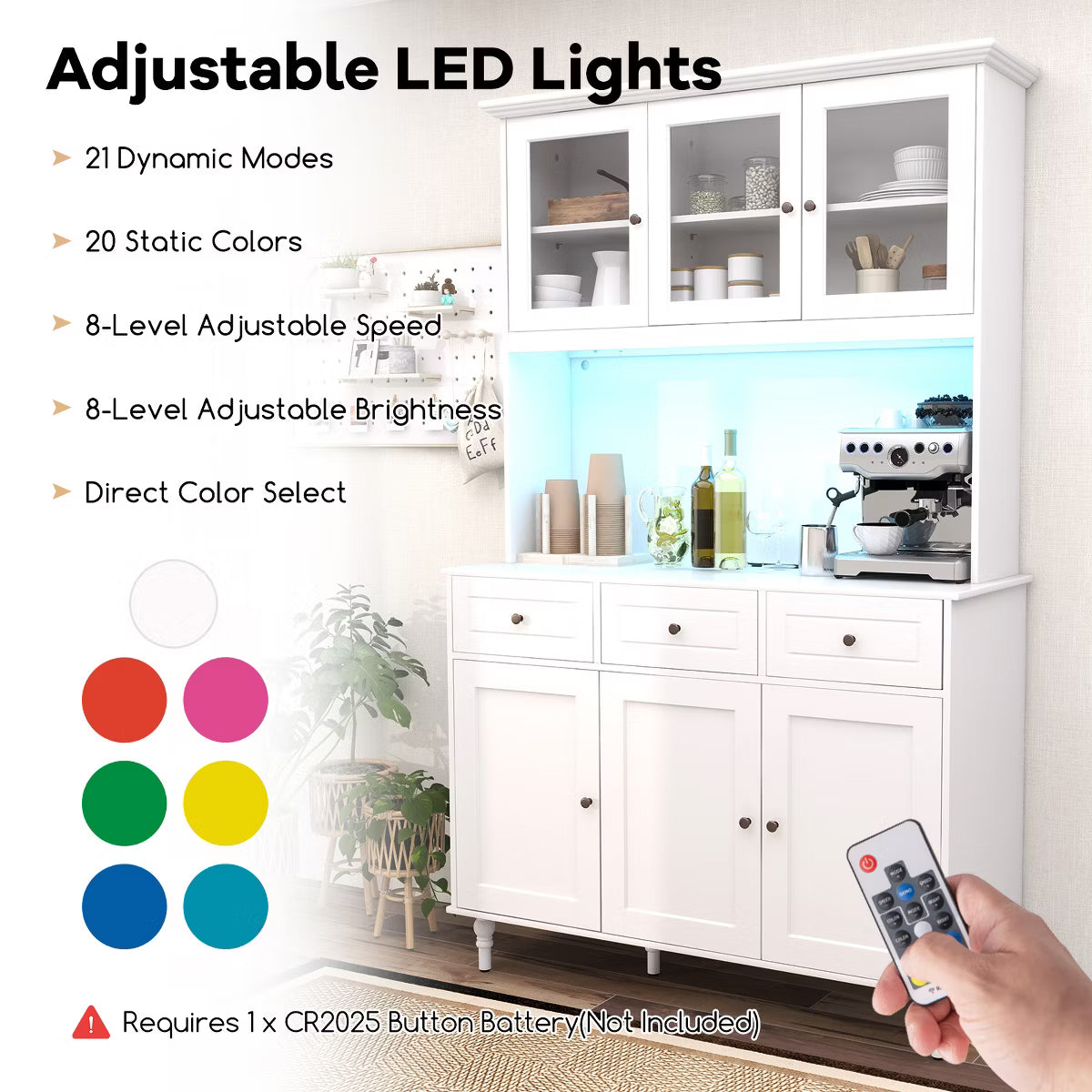 Pantry Cabinet – Culinvaro Pantry Cabinet 77” Tall Kitchen Storage Cabinet with LED Lights & Charging Station