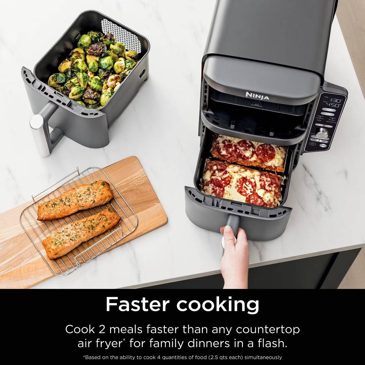 Air Fryer – DoubleStack XL 10qt, 6-in-1, 2-Basket Air Fryer – Gray