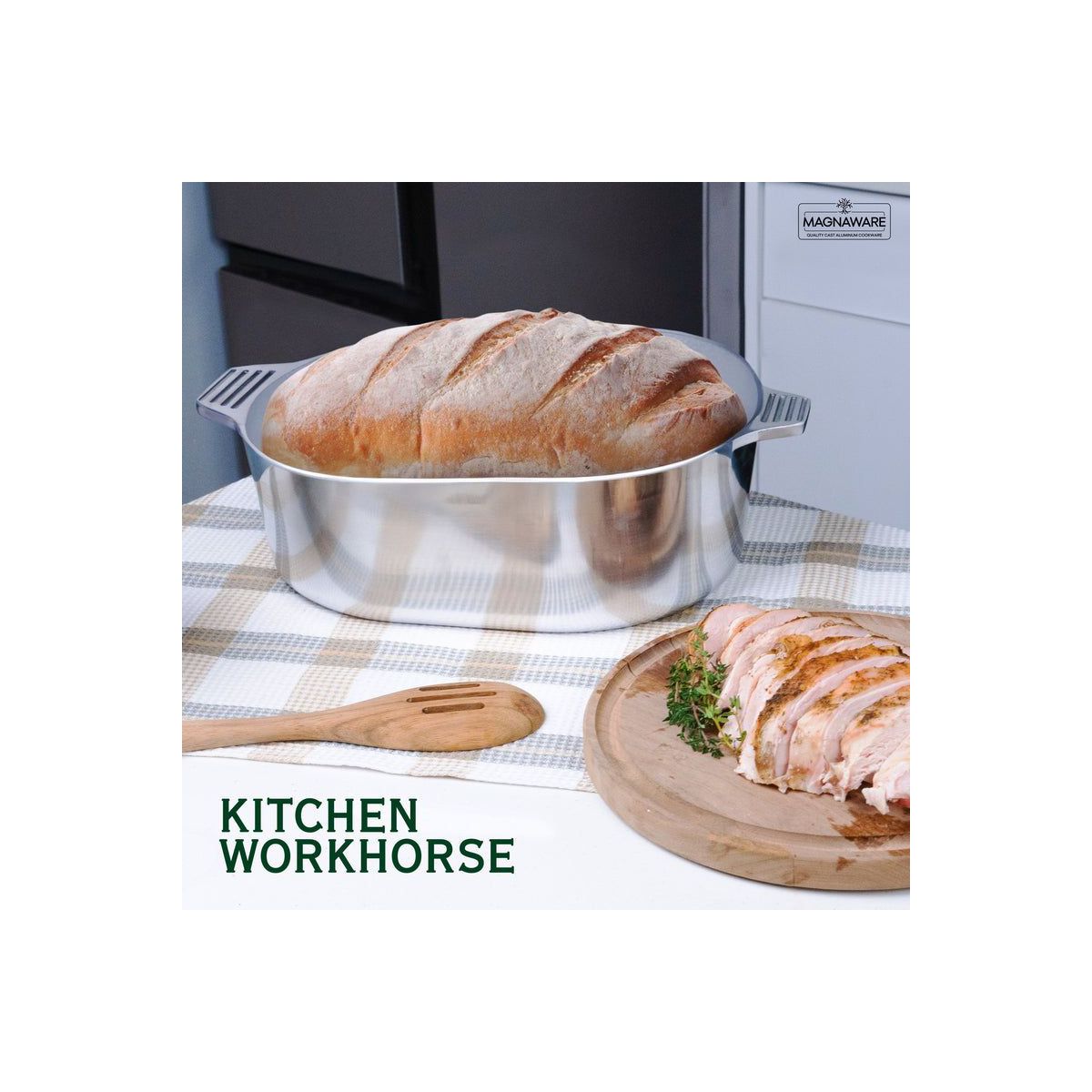 Dutch Oven – 8 Qt Cast Aluminum Oval Dutch Oven with Lid – Silver