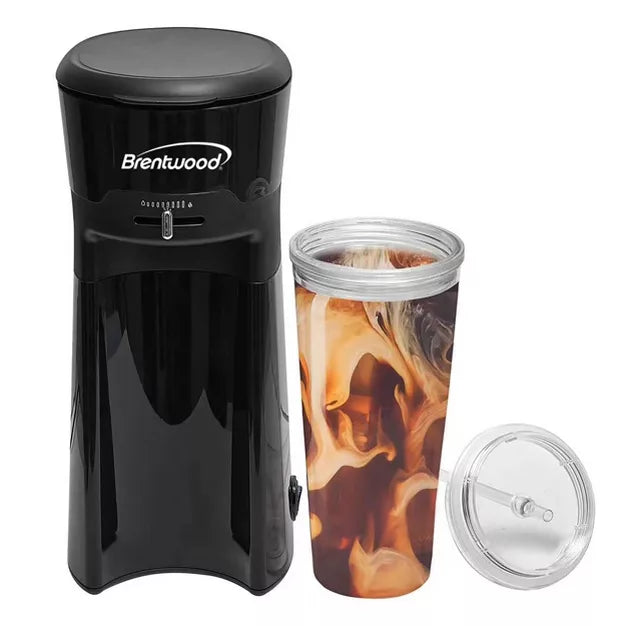 Single-Serve Coffee Maker – Single Serve Iced Coffee Tea Maker with 20 Ounce Insulated Tumbler – Black
