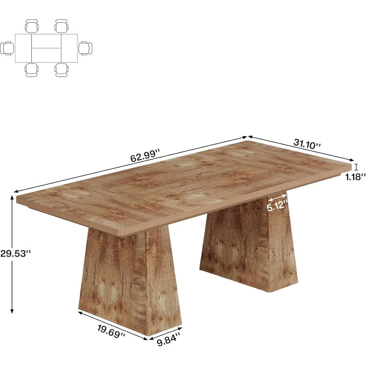 Dining Table – Culinvaro Dining Table for 6, Farmhouse Wood Rectangular Kitchen Table