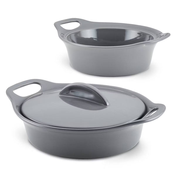 Casserole Dish – 3pk Round Casserole Set with Shared Lid Dark – Gray