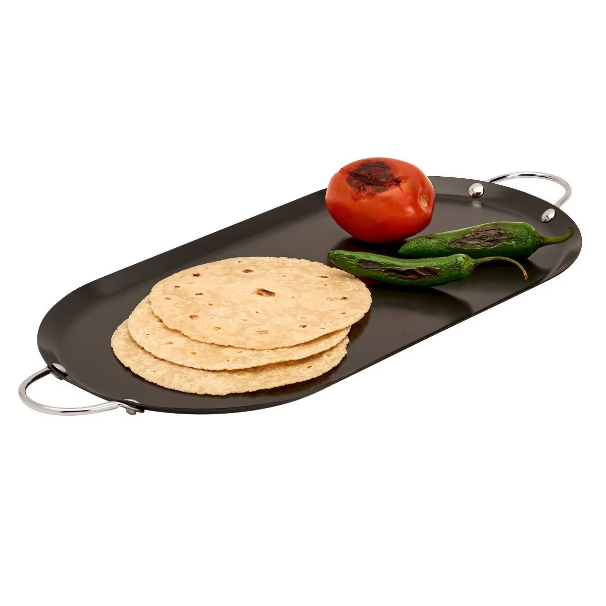 Griddle Pan – 5.75"X 7.75" Oval Comal: Carbon Steel Skillet for Tortillas – Black