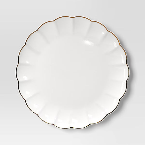Salad Plate – Culinvaro 8.125" Stoneware Scalloped Salad Plate Gold Rim