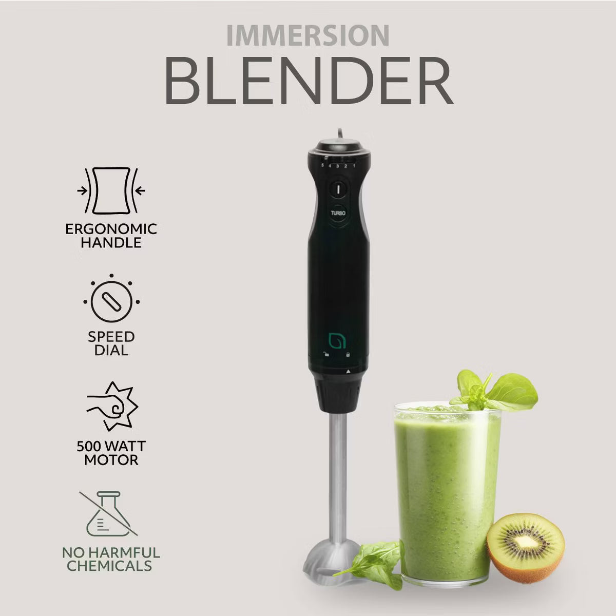 Blender Handheld with Shaft 500W Hand Blender for Kitchen – Black