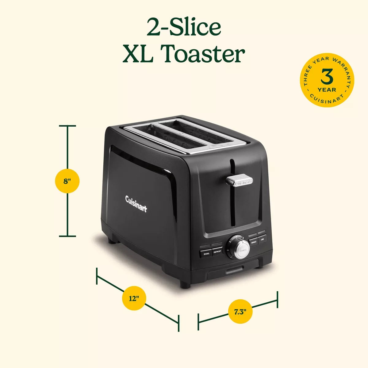 Toaster – 2 Slice XL Slot Toaster – Black