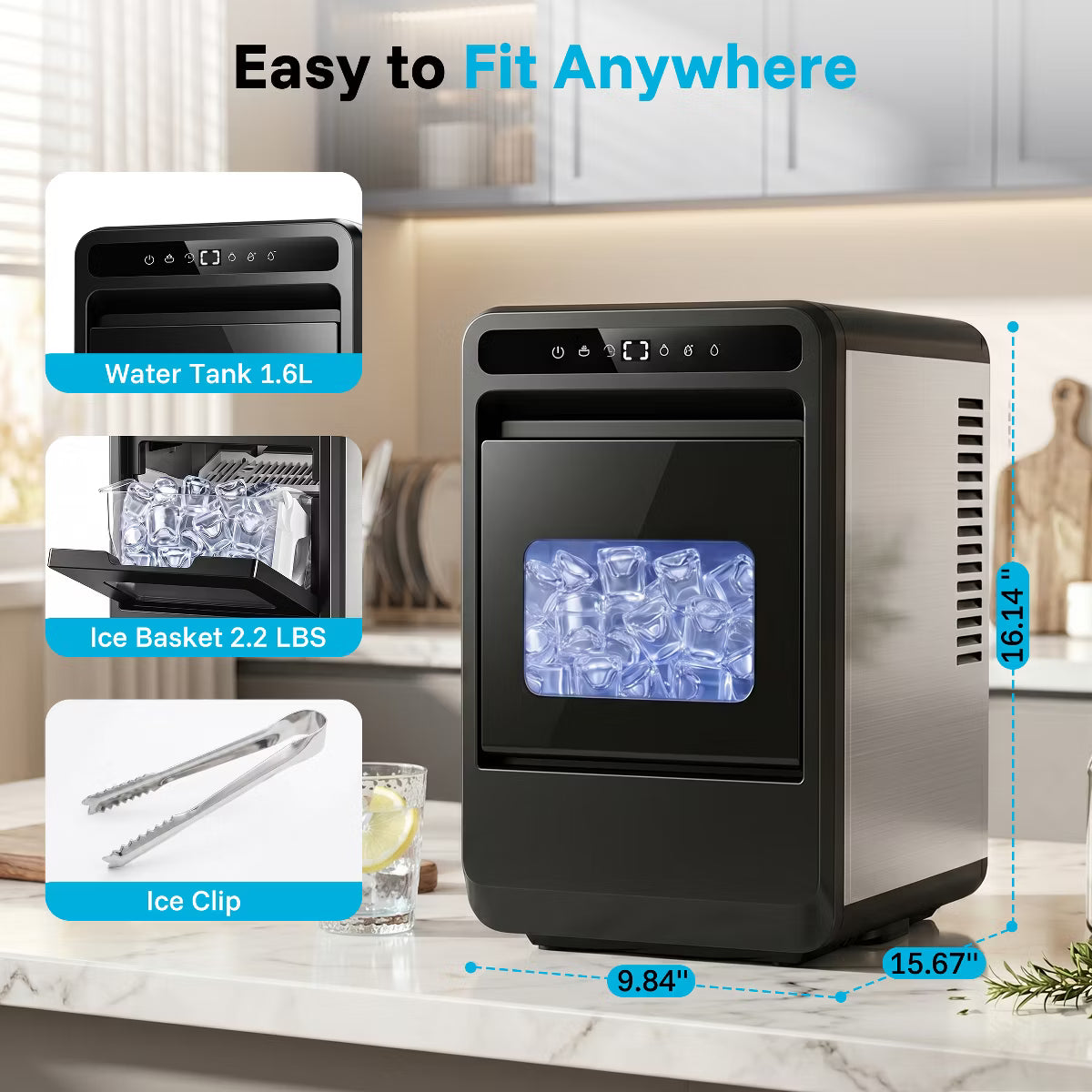 Ice Maker – Ice Maker, 8PCS Solid Nugget Ice – Clear